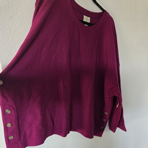 St John Bay Sweater Women 2X Plus Red Side Buttons Knit Long Sleeve N… - Picture 6 of 15